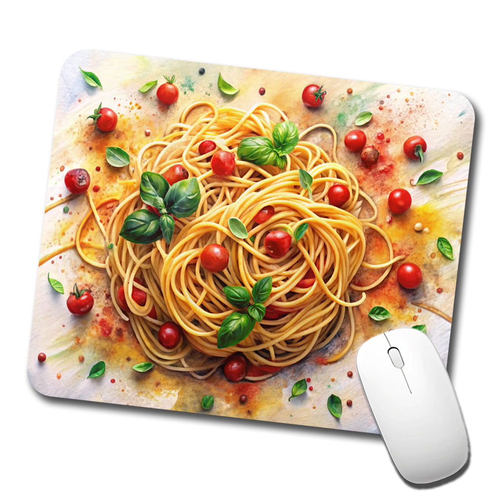 Spaghetti Pasta Italian Food Watercolor Low Profile Mouse Pad Mat