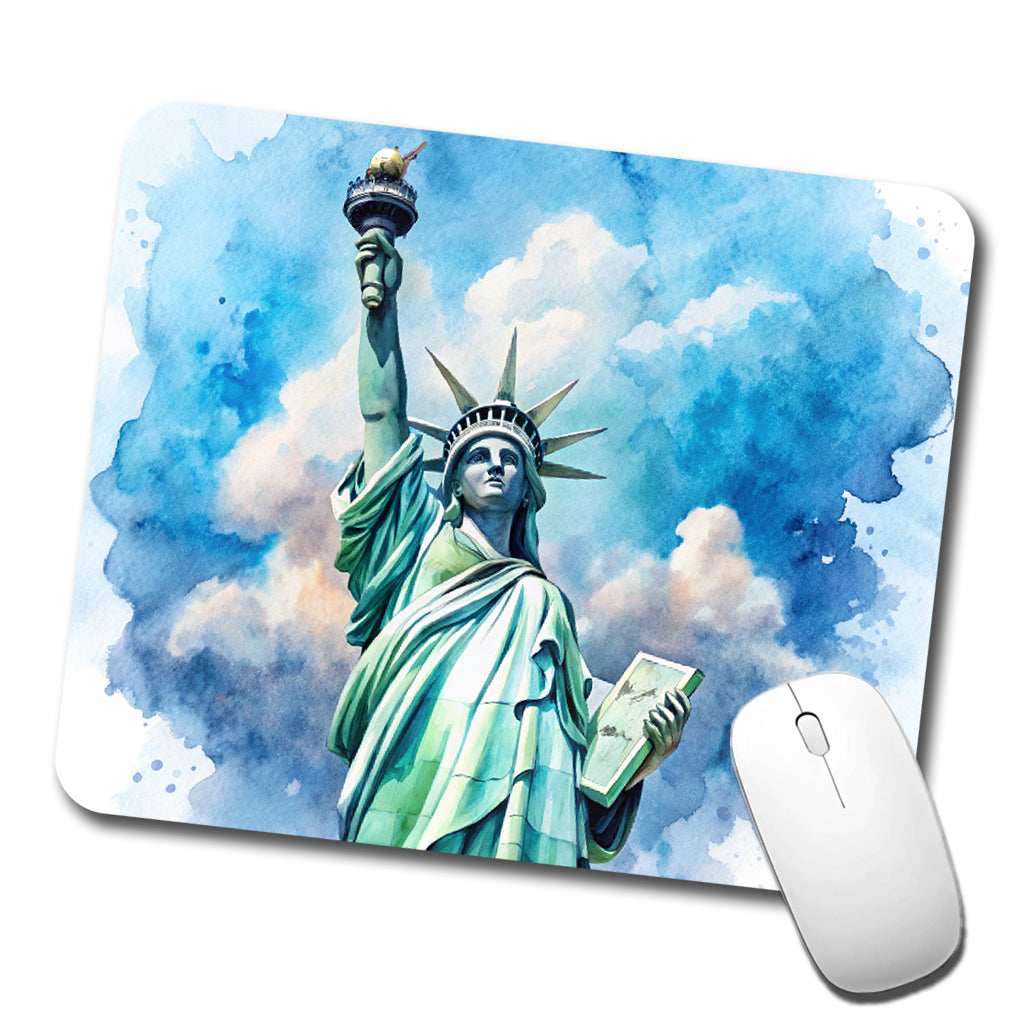 Statue Of Liberty Travel New York Watercolor Low Profile Mouse Pad Mat