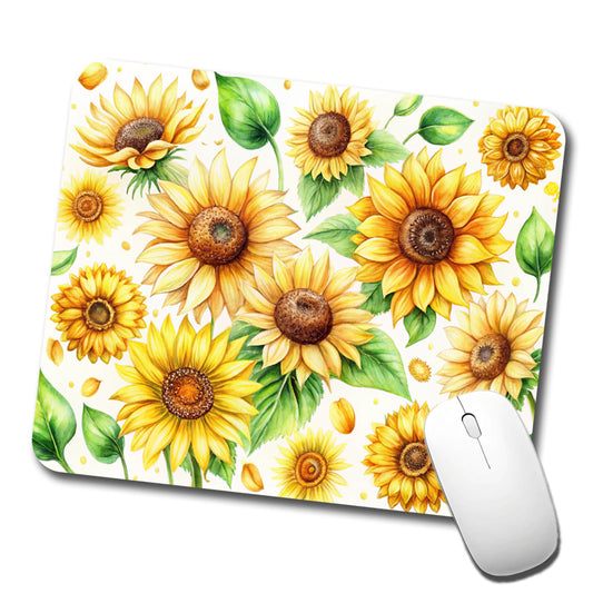 Sunflowers Scattered Watercolor Low Profile Mouse Pad Mat