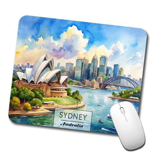 Sydney Australia Opera House Travel City Watercolor Low Profile Mouse Pad Mat