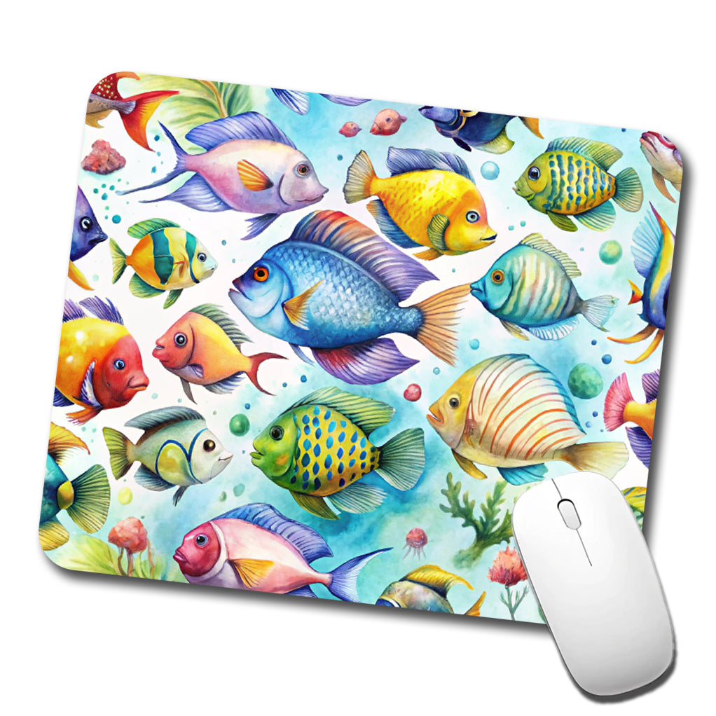 Tropical Fish Swimming Ocean Low Profile Mouse Pad Mat