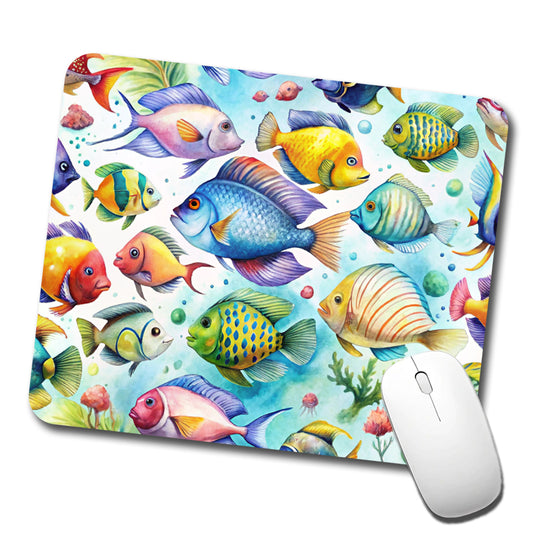 Tropical Fish Swimming Ocean Low Profile Mouse Pad Mat