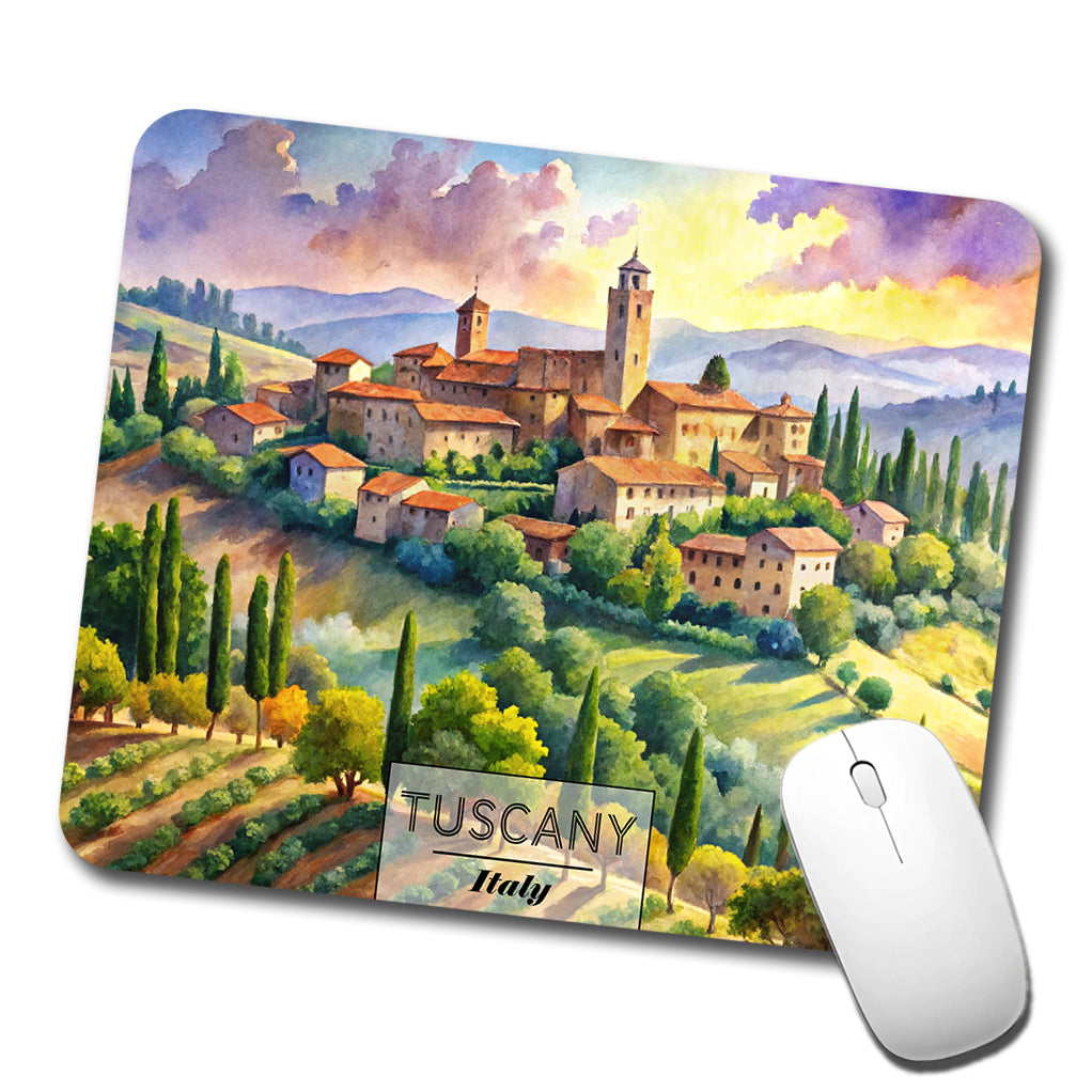 Tuscany Italy Travel City Watercolor Low Profile Mouse Pad Mat