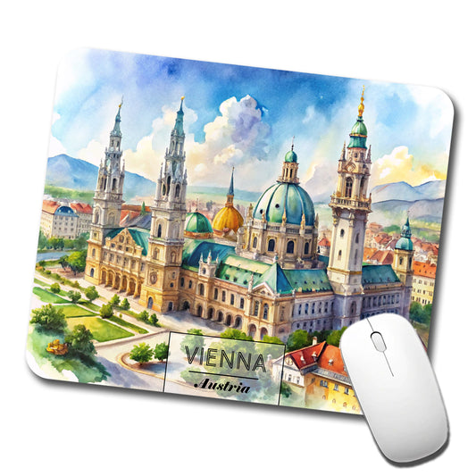 Vienna Austria Travel City Watercolor Low Profile Mouse Pad Mat