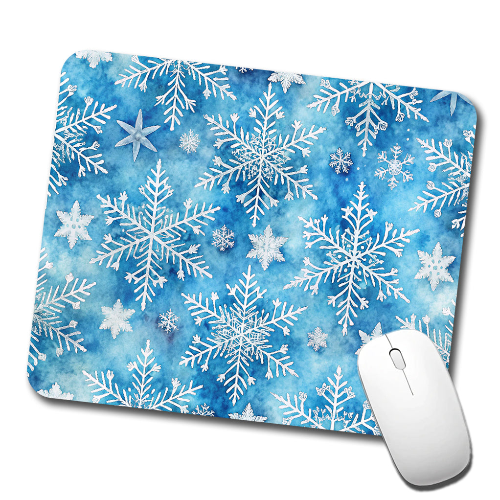 White Snowflakes Beautiful Winter Low Profile Mouse Pad Mat