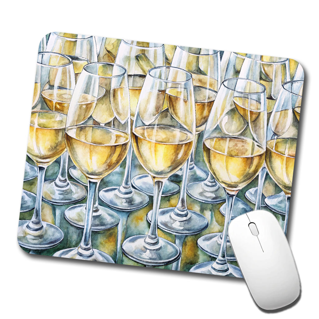 White Wine Glasses Chardonnay Low Profile Mouse Pad Mat
