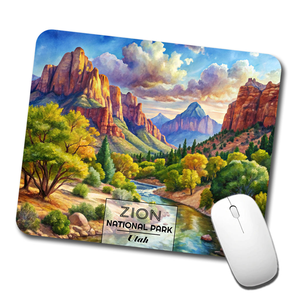 Zion National Park Utah Watercolor Low Profile Mouse Pad Mat