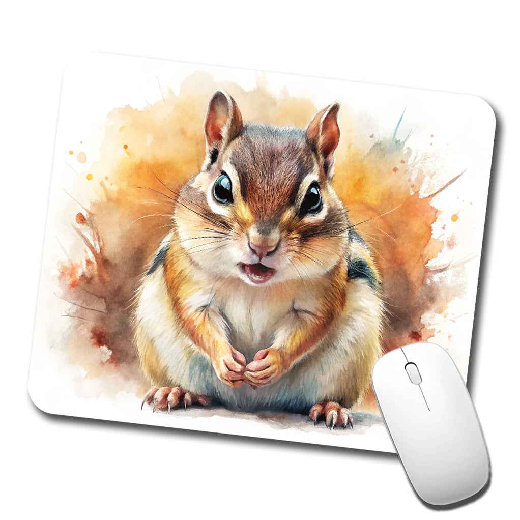 Angry Mad Chipmunk Watercolor Low Profile Mouse Pad Mat