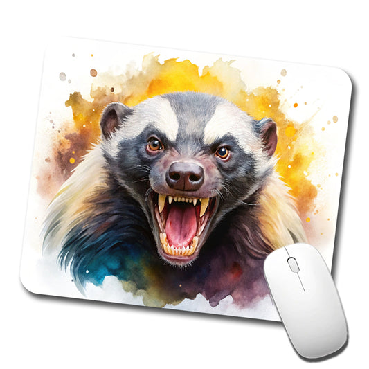 Angry Mad Honey Badger Watercolor Low Profile Mouse Pad Mat