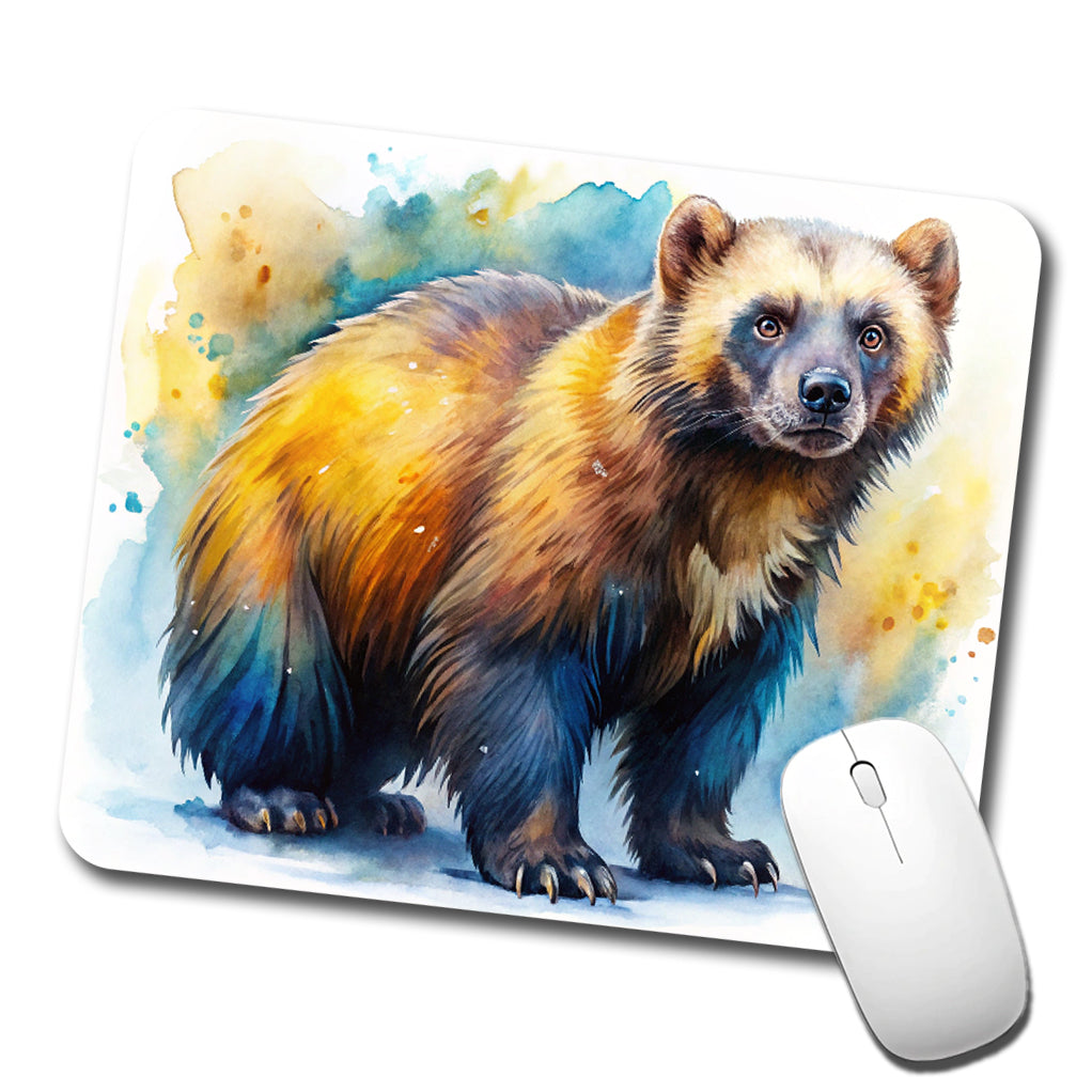 Animal Mad Wolverine Watercolor Low Profile Mouse Pad Mat