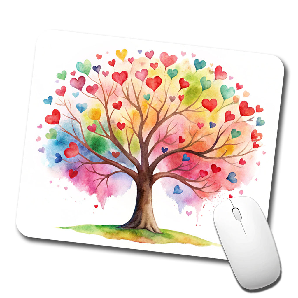 Autism Awareness Acceptance Tree With Hearts Watercolor Low Profile Mouse Pad Mat