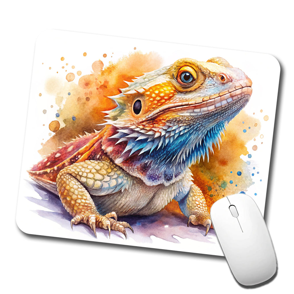 Bearded Dragon Lizard Reptile Watercolor Low Profile Mouse Pad Mat