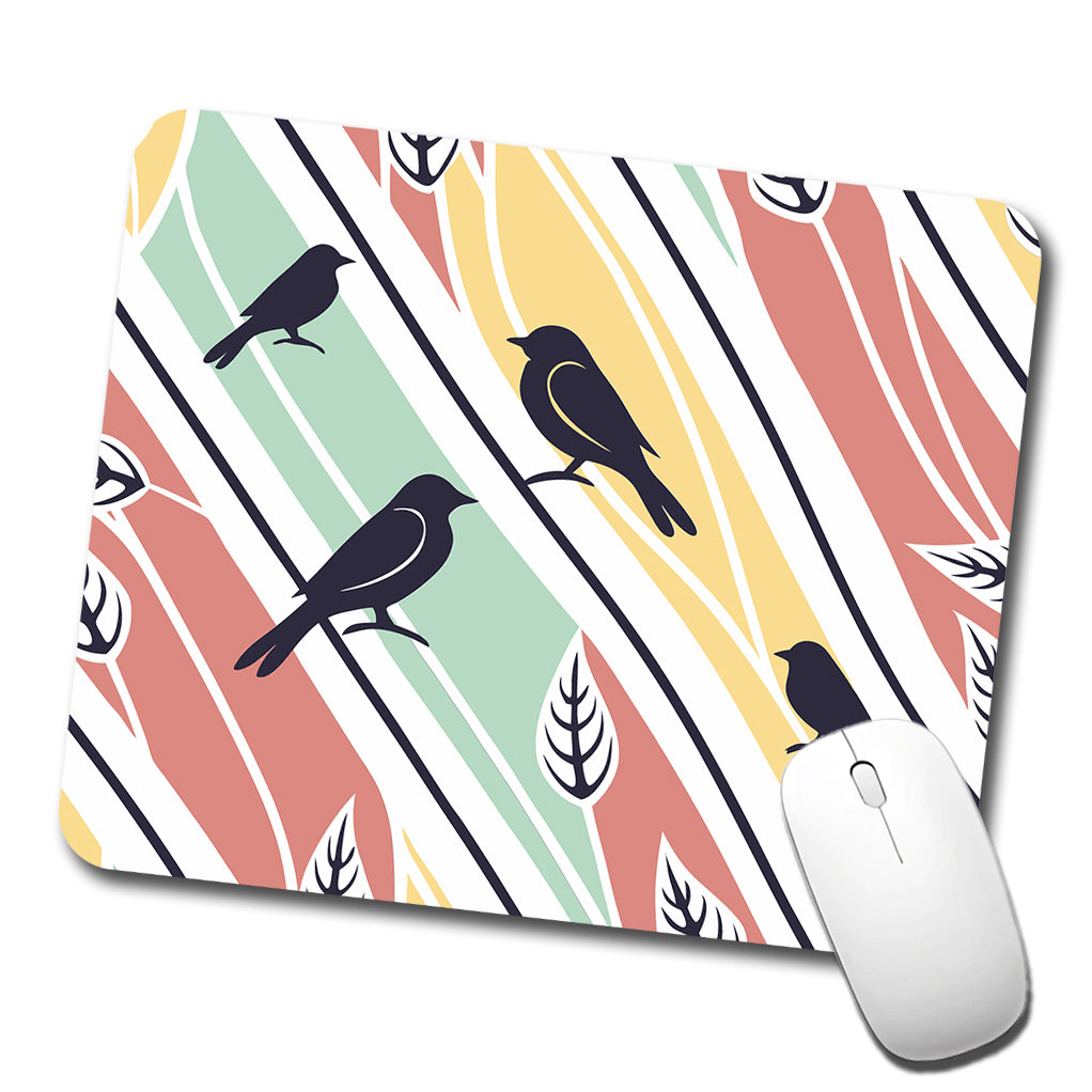 Birds And Trees Abstract Low Profile Mouse Pad Mat