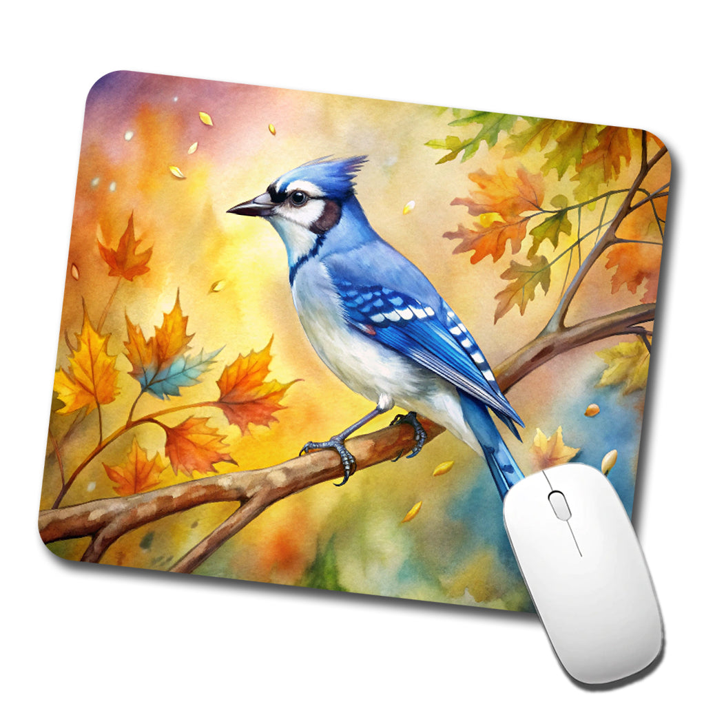 Blue Jay In Tree Watercolor Low Profile Mouse Pad Mat