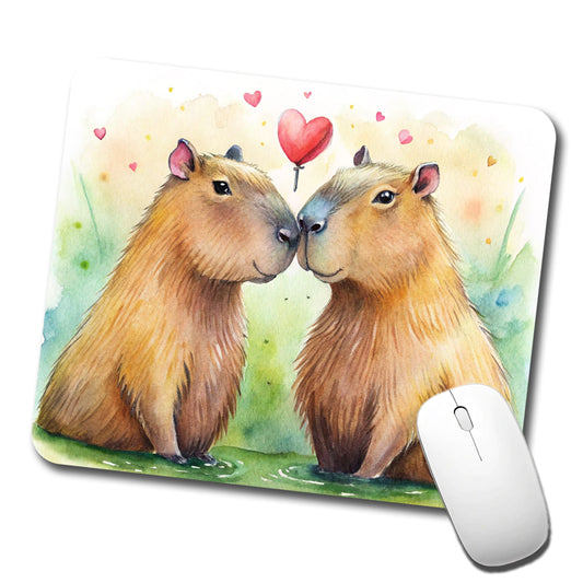Capybaras In Love Valentine's Day Low Profile Mouse Pad Mat