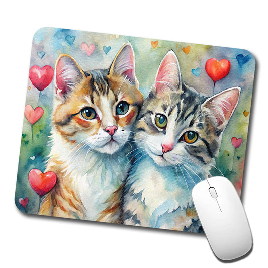 Cats In Love Valentine's Day Low Profile Mouse Pad Mat