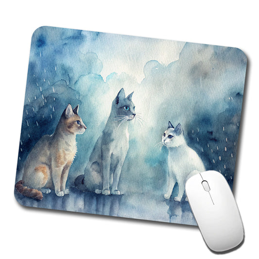 Cats In The Rain Low Profile Mouse Pad Mat