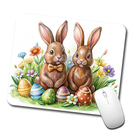 Chocolate Easter Bunnies Rabbits Cute Low Profile Mouse Pad Mat