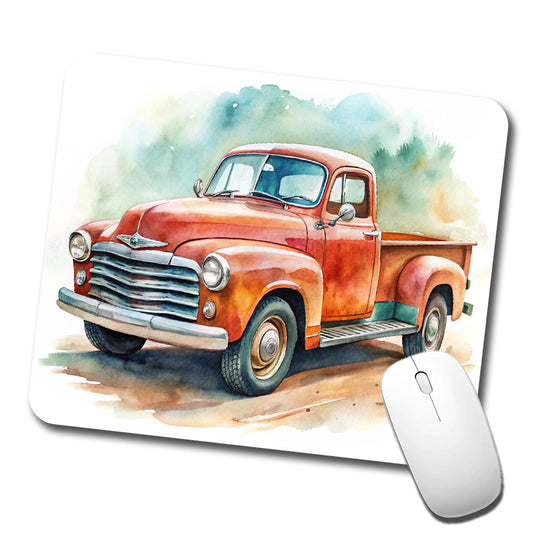 Classic Retro Vintage Pickup Truck Watercolor Low Profile Mouse Pad Mat