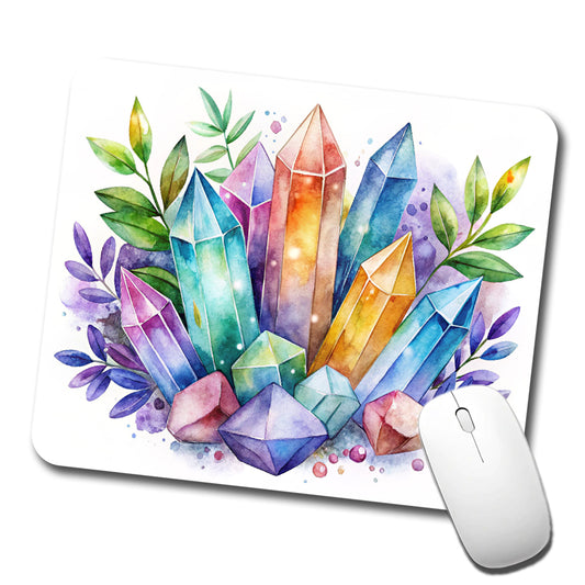 Crystal Geodes Mystical Healing Protection Watercolor Low Profile Mouse Pad Mat