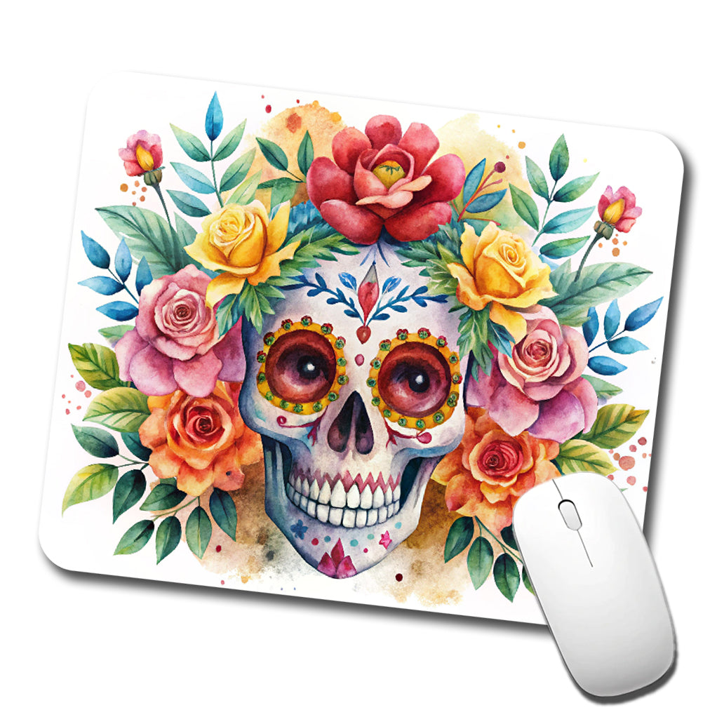 Day Of The Dead Día De Muertos Theme Watercolor Low Profile Mouse Pad Mat