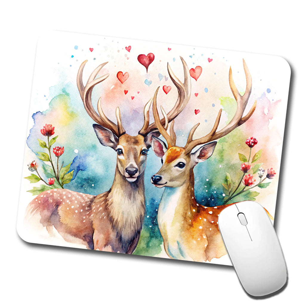 Deer In Love Valentine's Day Low Profile Mouse Pad Mat