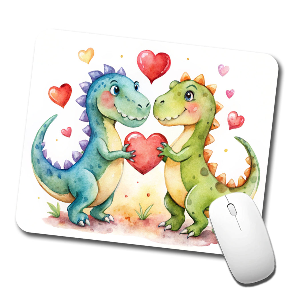 Dinosaurs In Love With Hearts Valentine's Day Low Profile Mouse Pad Mat