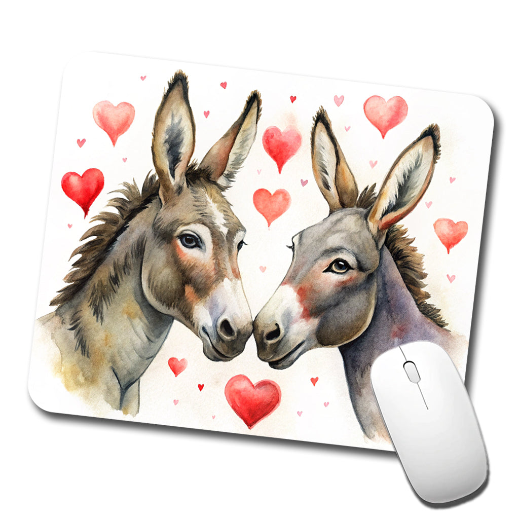 Donkeys In Love With Hearts Valentine's Day Low Profile Mouse Pad Mat
