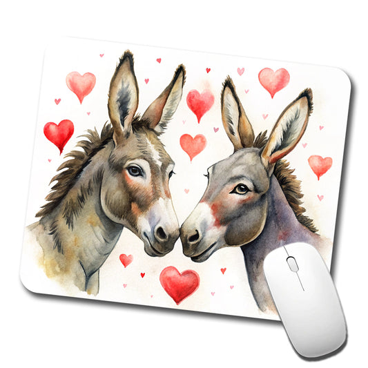 Donkeys In Love With Hearts Valentine's Day Low Profile Mouse Pad Mat