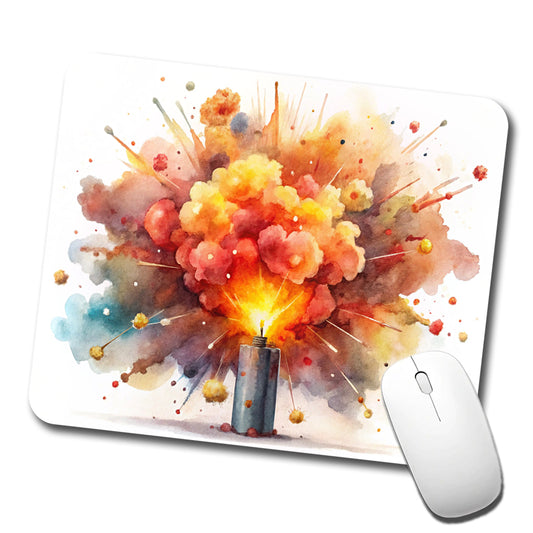 Dynamite Exploding Explosion Watercolor Low Profile Mouse Pad Mat
