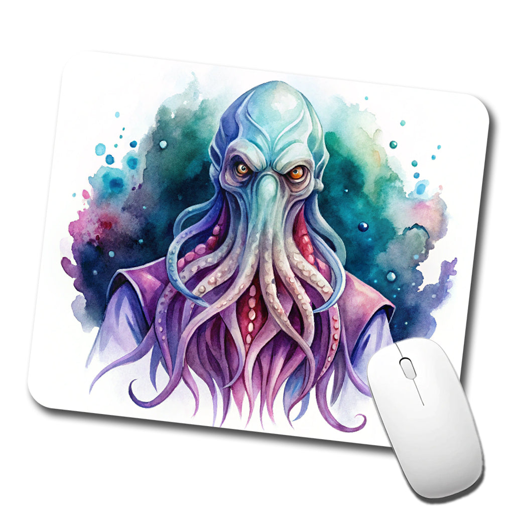Fantasy Creature Monster Illithid Watercolor Low Profile Mouse Pad Mat