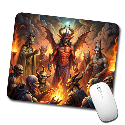 Fantasy Demon Congregation By Firelight Low Profile Mouse Pad Mat