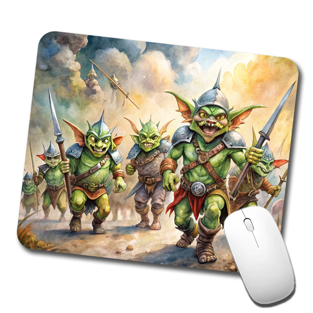 Fantasy Goblins Monsters Going To War Watercolor Low Profile Mouse Pad Mat