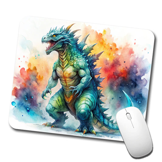 Giant Kaiju Monster Watercolor Low Profile Mouse Pad Mat