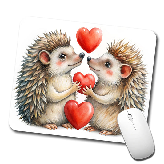 Hedgehogs In Love With Hearts Valentine's Day Low Profile Mouse Pad Mat