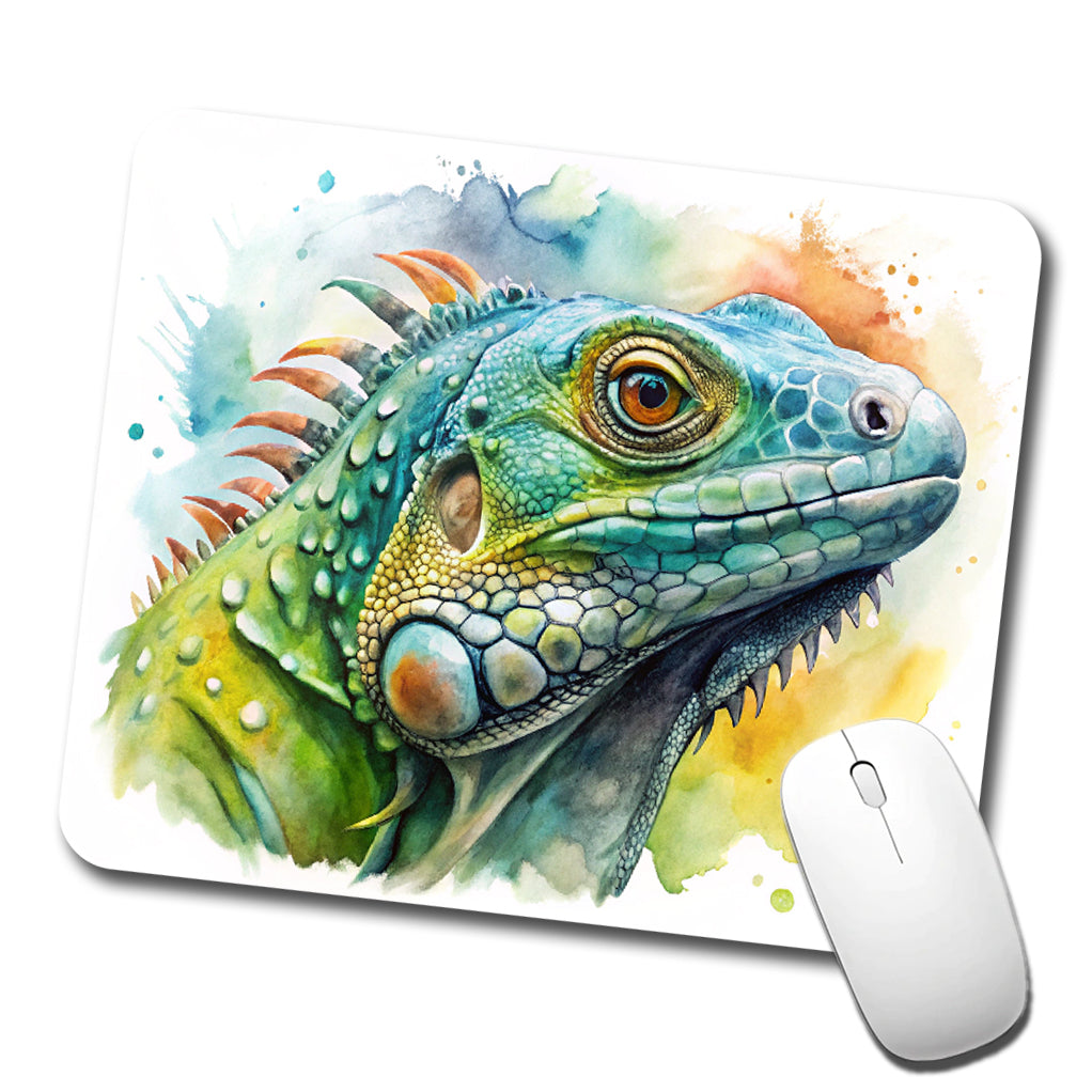 Iguana Lizard Face Profile Reptile Watercolor Low Profile Mouse Pad Mat