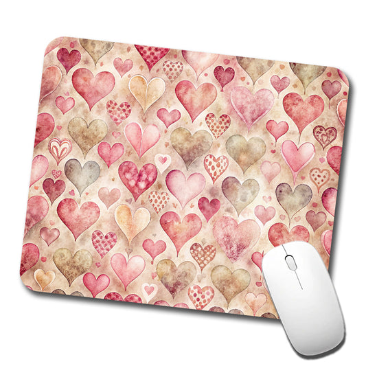 Kitschy Valentine's Day Hearts Pattern Low Profile Mouse Pad Mat