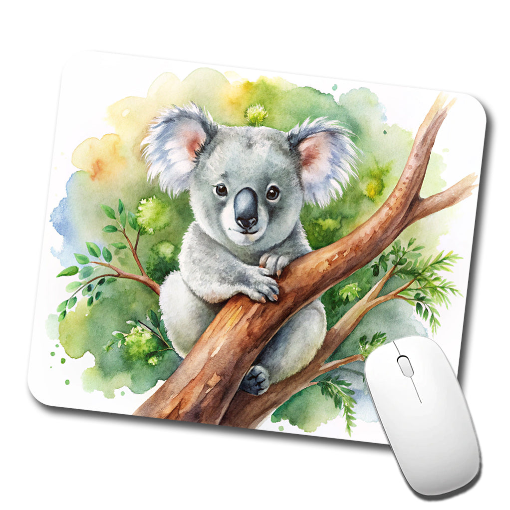 Koala In A Tree Watercolor Low Profile Mouse Pad Mat