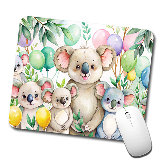 Koalas Having A Birthday Party Watercolor Low Profile Mouse Pad Mat