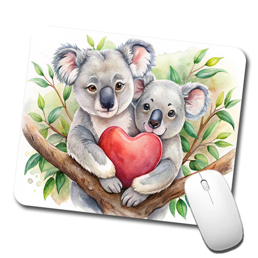 Koalas In Love Heart Valentine's Day Low Profile Mouse Pad Mat