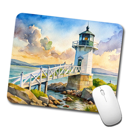 Lighthouse Like Marshall Point Maine Watercolor Low Profile Mouse Pad Mat