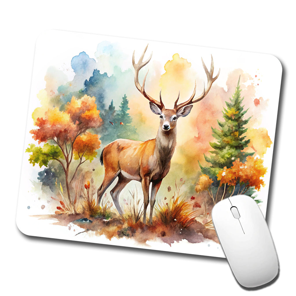 Majestic Deer Hunting Hunter Watercolor Low Profile Mouse Pad Mat