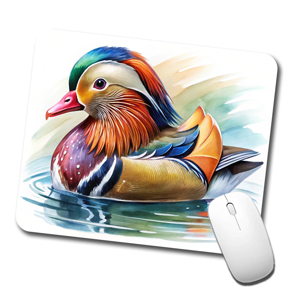 Mandarin Duck Watercolor Low Profile Mouse Pad Mat