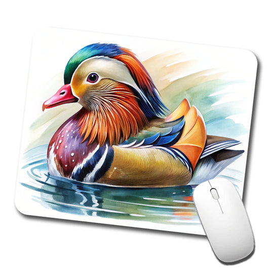 Mandarin Duck Watercolor Low Profile Mouse Pad Mat