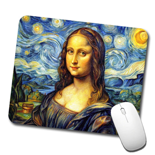 Mona Lisa Van Gogh Style Low Profile Mouse Pad Mat