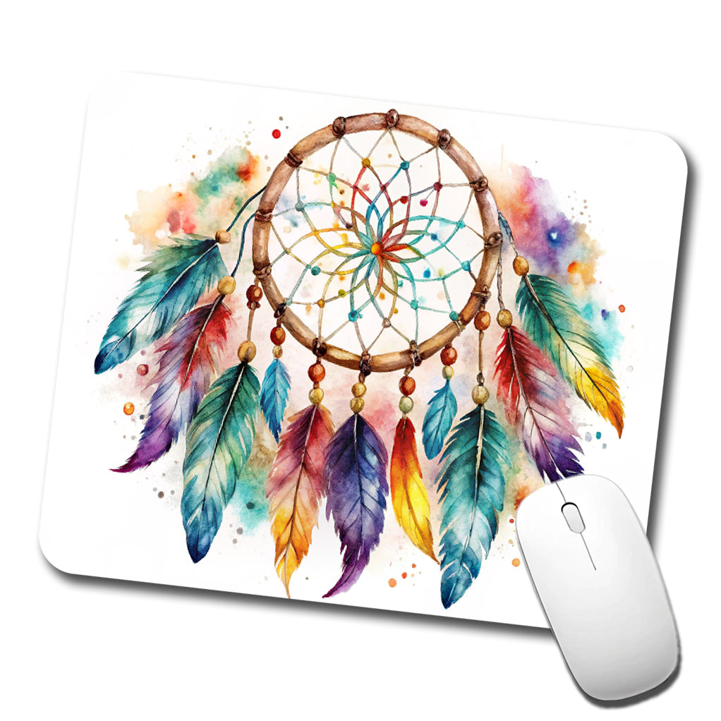 Native American Indian Dreamcatcher Watercolor Low Profile Mouse Pad Mat