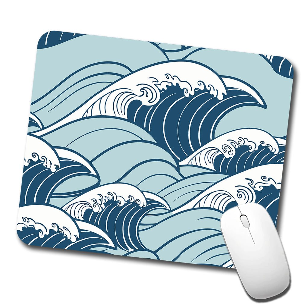 Ocean Waves Japanese Style Low Profile Mouse Pad Mat