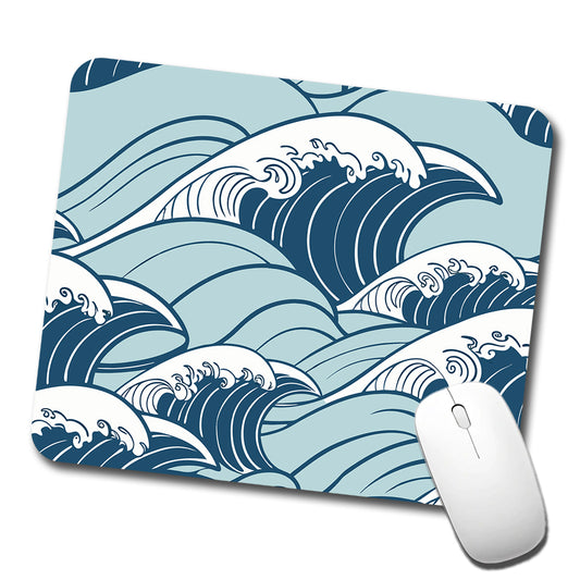 Ocean Waves Japanese Style Low Profile Mouse Pad Mat
