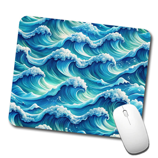 Ocean Waves Painting Low Profile Mouse Pad Mat