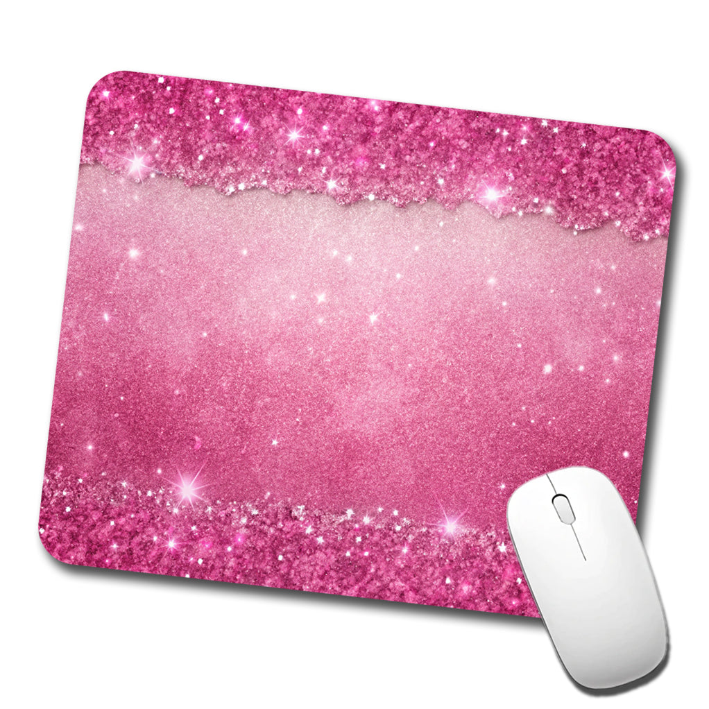 Pink Faux Glitter Low Profile Mouse Pad Mat